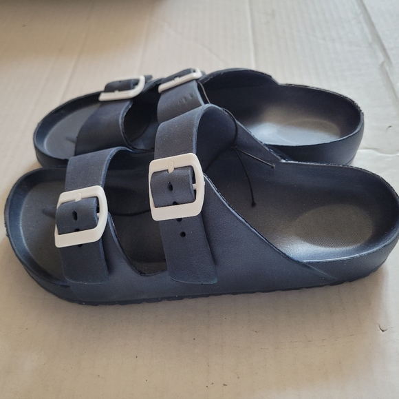 Blue Women's Sandals With Double Buckle Size 7 - Picture 2 of 6